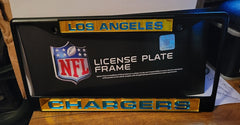 NFL Los Angeles Chargers Black Laser Cut Chrome License Plate Frame