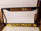 NHL Pittsburgh Penguins Black Laser Cut Chrome License Plate Frame