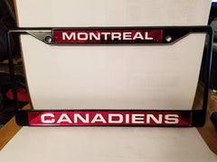 NHL Montreal Canadiens Black Laser Cut Chrome License Plate Frame