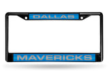 NBA Dallas Mavericks Black Laser Cut Chrome License Plate Frame