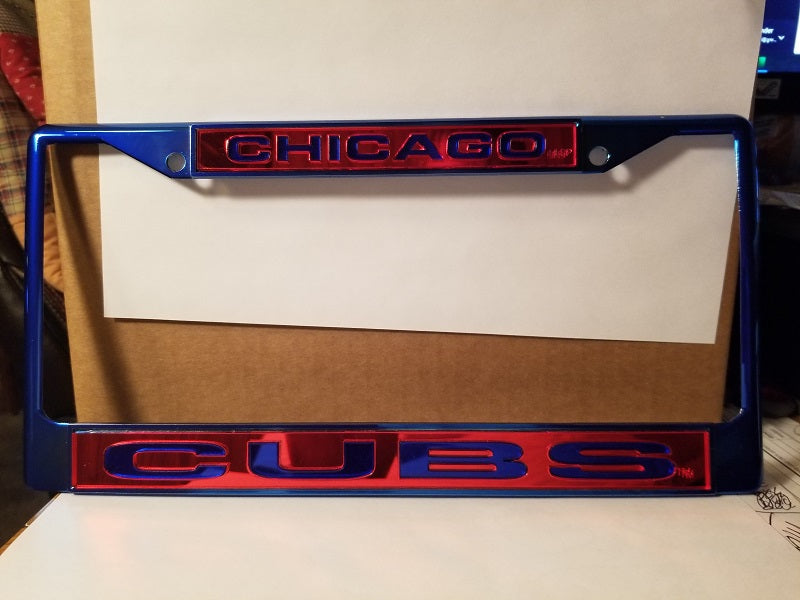 MLB Chicago Cubs Blue Laser Cut Chrome License Plate Frame