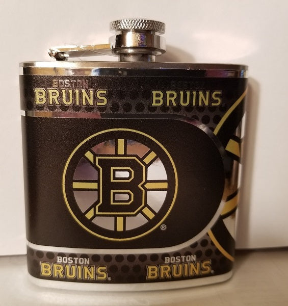 NHL Boston Bruins 6 oz Hip Flask with Hi-Def Metallic Wrap