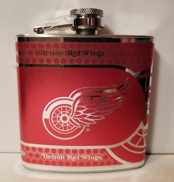 NHL Detroit Red Wings 6 oz Hip Flask with Hi-Def Metallic Wrap