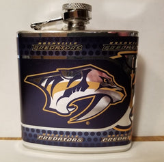 NHL Nashville Predators 6 oz Hip Flask with Hi-Def Metallic Wrap