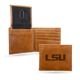 NCAA LSU Tigers Laser Engraved Billfold Wallet - Brown