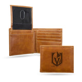 NHL Vegas Golden Knights Laser Engraved Billfold Wallet - Brown