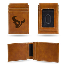 NFL Houston Texans Laser Engraved Front Pocket Wallet - Brown