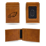 NFL Philadelphia Eagles Laser Engraved Front Pocket Wallet - Brown