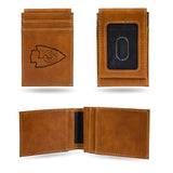 NFL Kansas City Chiefs Laser Engraved Front Pocket Wallet - Brown