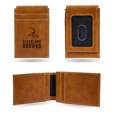 NFL Cleveland Browns Laser Engraved Front Pocket Wallet - Brown