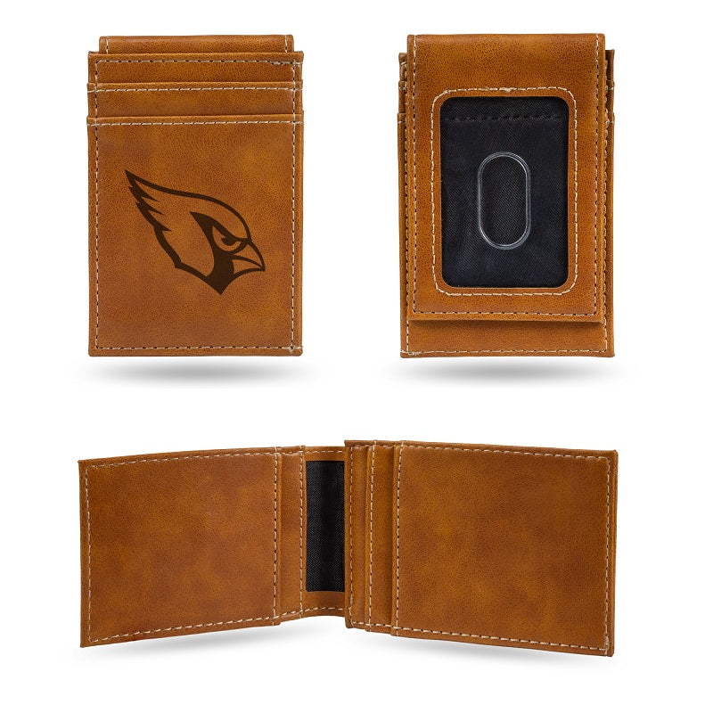 NFL Arizona Cardinals Laser Engraved Front Pocket Wallet - Brown