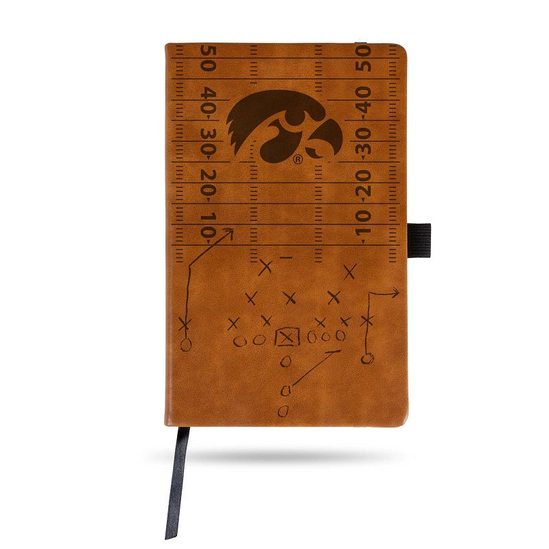 NCAA Iowa Hawkeyes Laser Engraved Leather Notebook - Brown