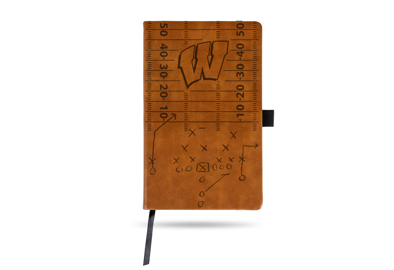 NCAA Wisconsin Badgers Laser Engraved Leather Notebook - Brown