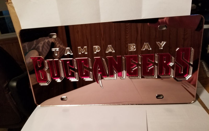 NFL Tampa Bay Buccaneers Wordmark Laser License Plate Tag - Pewter