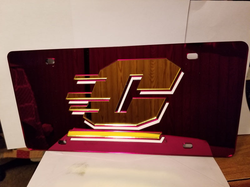 NCAA Central Michigan Chippewas Laser License Plate Tag - Maroon