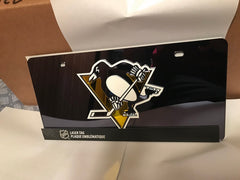 NHL Pittsburgh Penguins Logo Laser License Plate Tag - Black