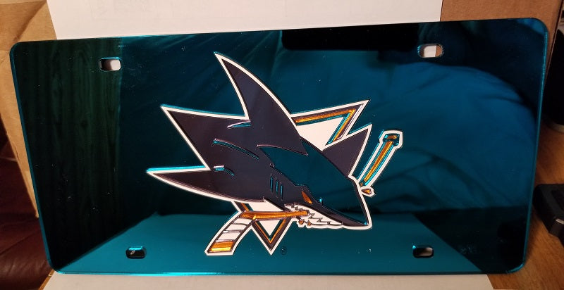 NHL San Jose Sharks Laser License Plate Tag - Teal