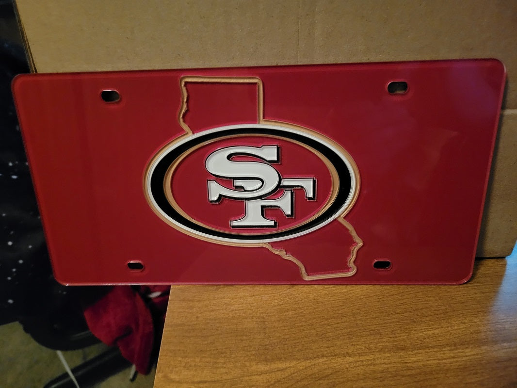 NFL San Francisco 49ers State Laser License Plate Tag - Red