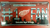 NHL Detroit Red Wings Metal #1 Fan License Plate